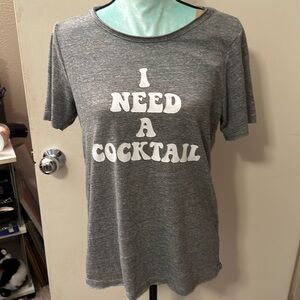 NWT Chaser Gray Organic Cotton “I Need a Cocktail” T-Shirt